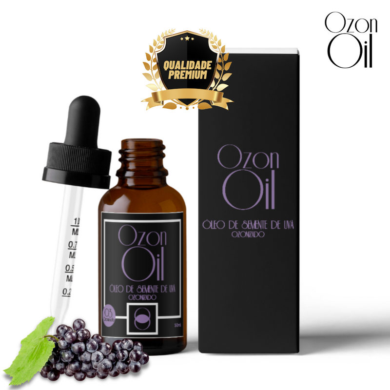 Óleo de Semente de Uva Ozonizado 50ml Gotas 100% Puro Super Concentrado Vidro Âmbar