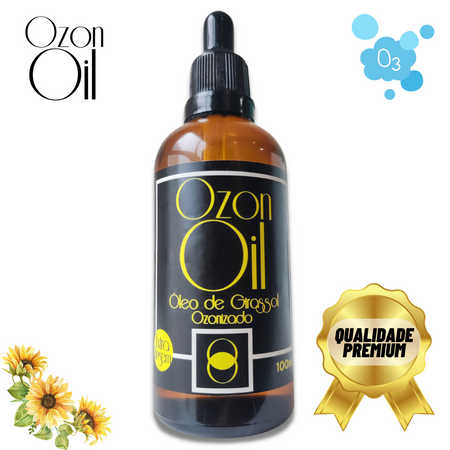 Óleo de Girassol Ozonizado 100ml Gotas 100% Puro Super Concentrado Vidro Âmbar Premium