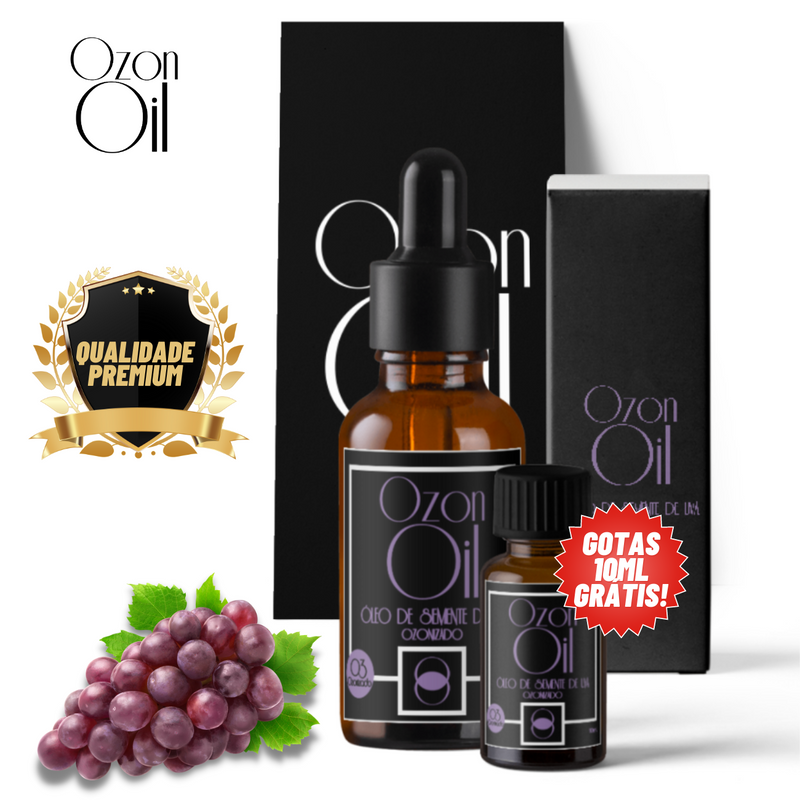 Óleo De Semente De Uva Ozonizado 100ml Gotas + Gotas 10ml Grátis! 100% Puro Super Concentrado Vidro Âmbar Premium