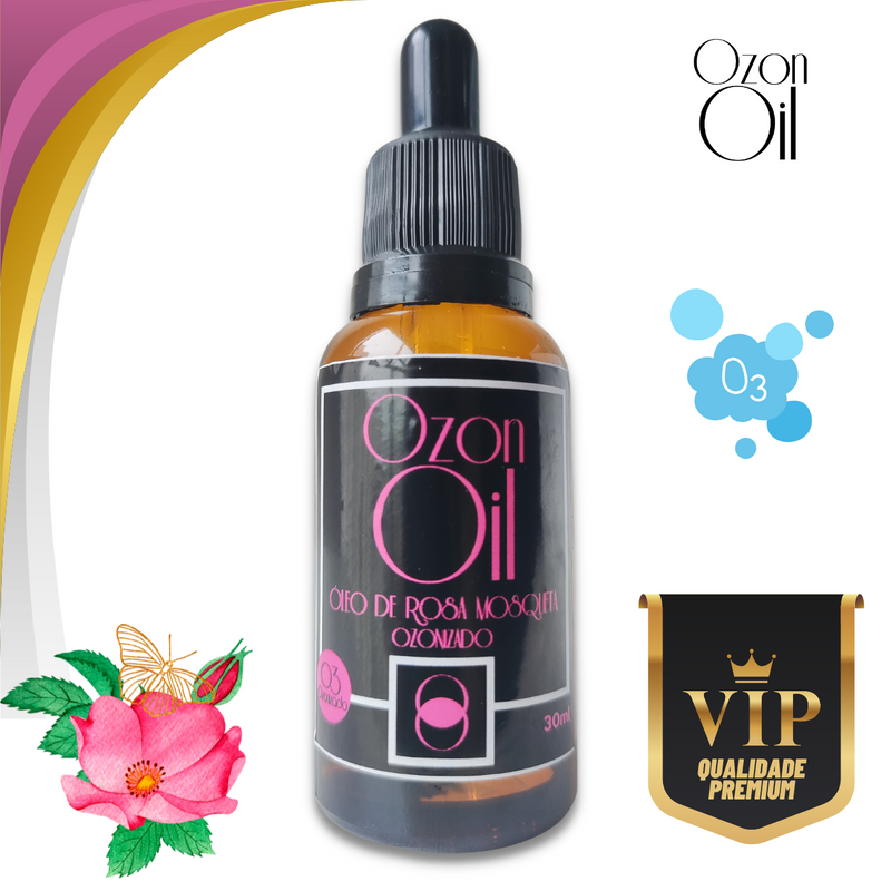 Óleo de Rosa Mosqueta Ozonizado 30ml 100% Puro Clareador de Pele
