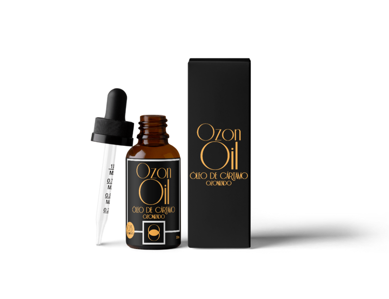 Óleo de Cártamo Ozonoizado 30ml Gotas 100% Puro Super Concentrado Vidro Âmbar Premium